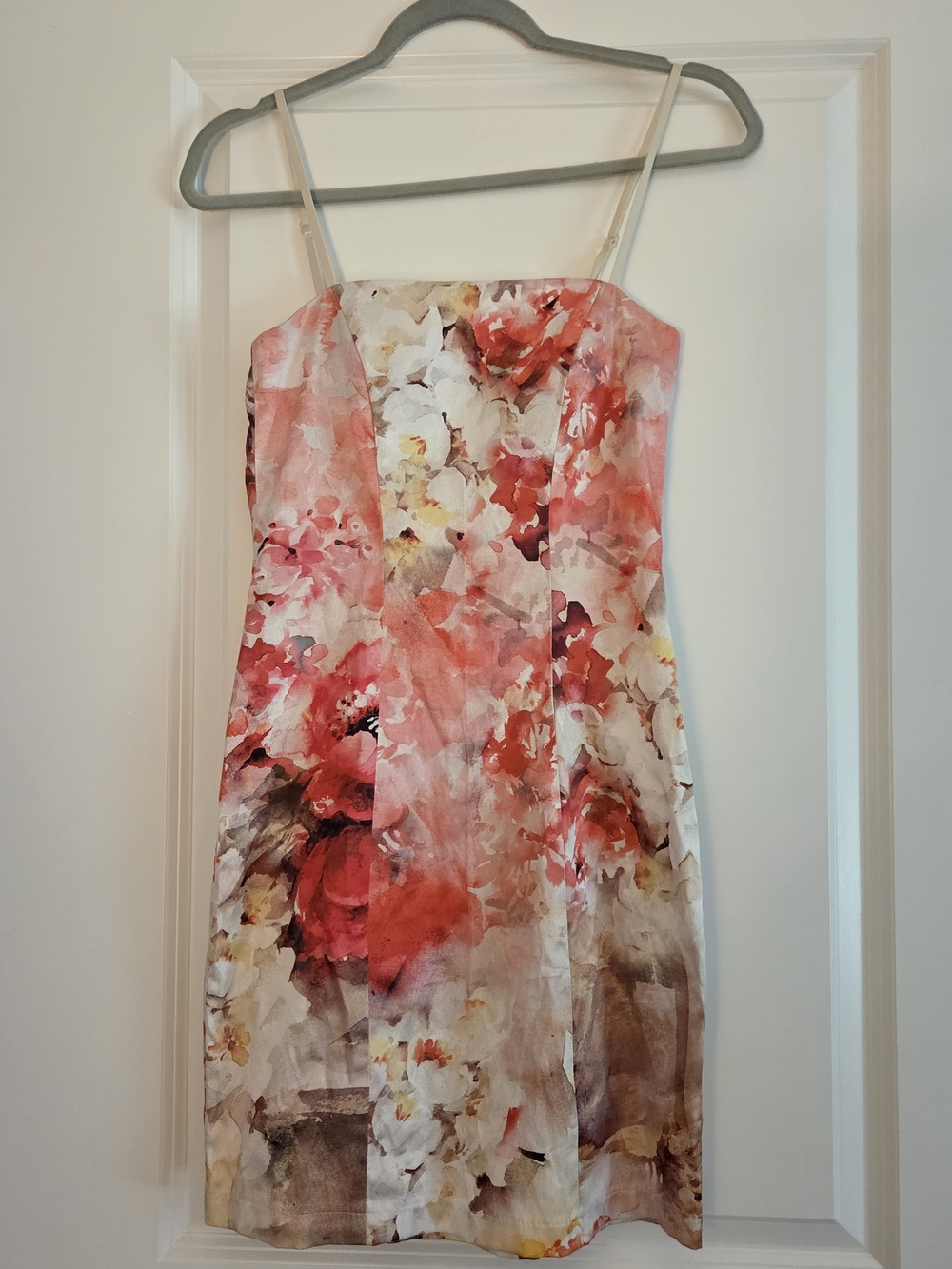 Rinascimento Watercolor Floral Midi Dress - Pink/Peach/Cream